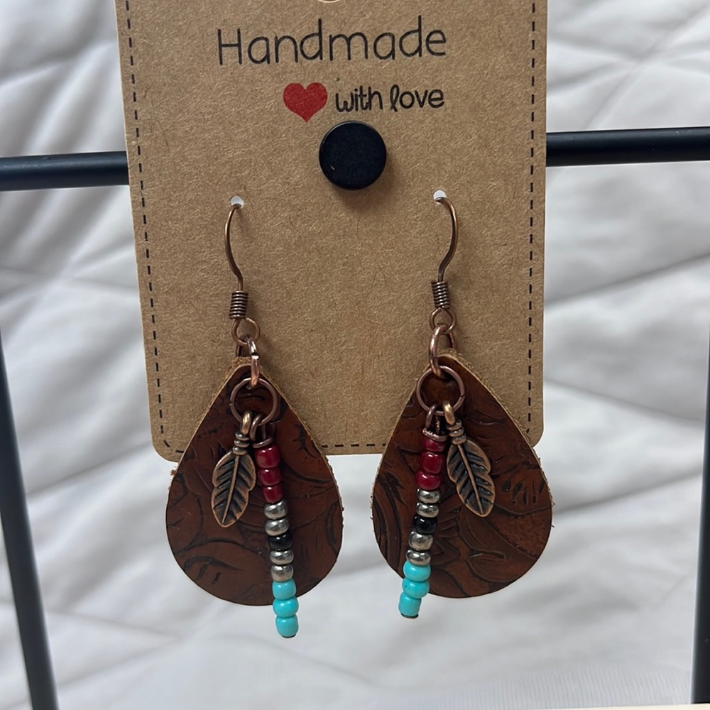 Handmade Tooled Leather western earrings